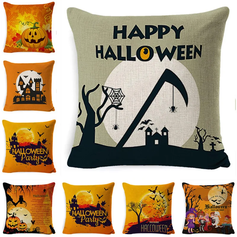 Halloween Pillow Cover Linen Cartoon Pumpkin Cushion Covers Decorative pillows for Sofa Retro 2 Sided PSquare Pillow Case 
Halloween Pillow Cover Linen Cartoon Pumpkin Cushion Covers Decorative pillows for Sofa Retro 2 Sided PSquare Pillow Case