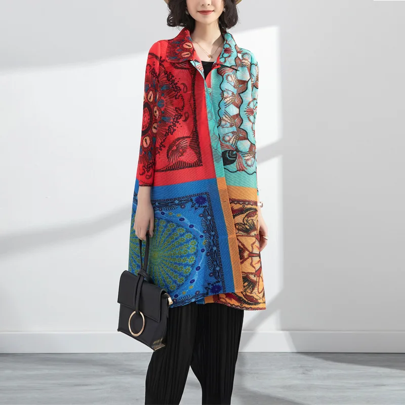 Miyake pleated print single-breasted dress women's spring new loose meat-covering square neck casual mid-skirt
Miyake pleated print single-breasted dress women's spring new loose meat-covering square neck casual mid-skirt