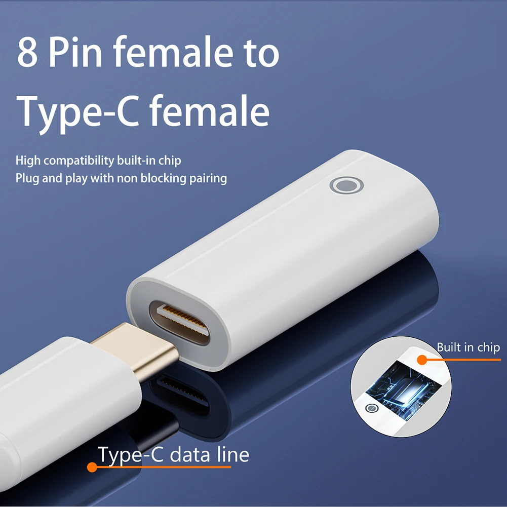 Female To Female Pencil Charging Adapter Accessories Mini Data Cable Charging Adapter 8 Pin To Type-C/8 Pin for Apple Pencil 1/2
Female To Female Pencil Charging Adapter Accessories Mini Data Cable Charging Adapter 8 Pin To Type-C/8 Pin for Apple Pencil 1/2