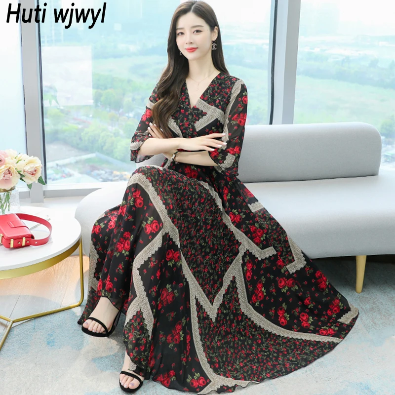2022 Floral Chiffon Butterfly Sleeve Sexy Maxi Dress Women Elegant Bodycon Party Dress Summer Vintage Casual Midi Evening Dress
2022 Floral Chiffon Butterfly Sleeve Sexy Maxi Dress Women Elegant Bodycon Party Dress Summer Vintage Casual Midi Evening Dress