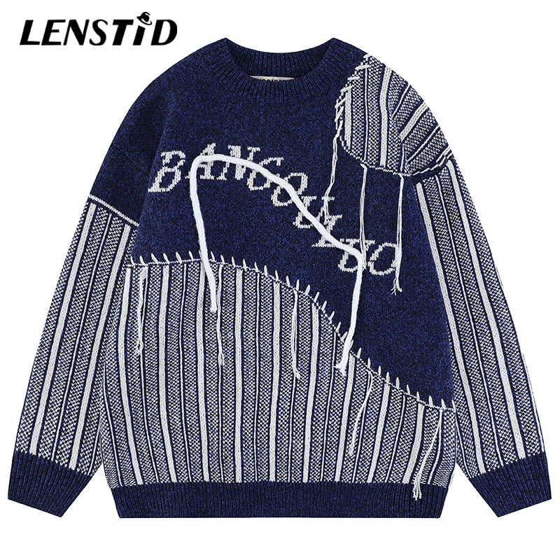 LENSTID Autumn Men Vintage Knitted Sweaters Hip Hop Striped Patchwork Winter Jumper Streetwear Harajuku Fashion Casual Pullovers
LENSTID Autumn Men Vintage Knitted Sweaters Hip Hop Striped Patchwork Winter Jumper Streetwear Harajuku Fashion Casual Pullovers