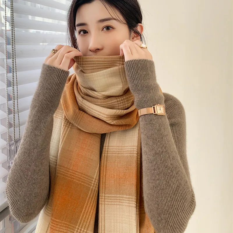 2022 New Winter Women's Cashmere Scarf Korean Style All-match Plaid Thickened Warm Wool Scarf Shawl Dual-use
2022 New Winter Women's Cashmere Scarf Korean Style All-match Plaid Thickened Warm Wool Scarf Shawl Dual-use