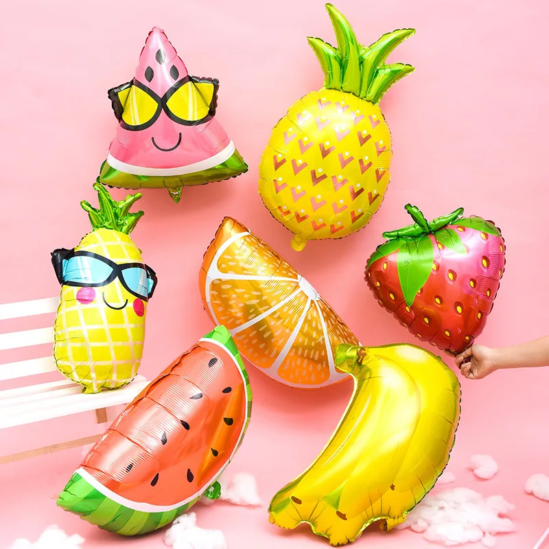 

Fruit Pineapple Watermelon Foil Balloon Glasses Tropical Fruits Strawberry Balloons Wedding Holiday Festival Decoration Kids Toy