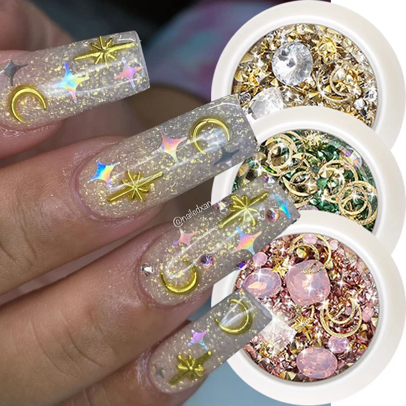 1 Box Glass Crystal Nails Rhinestones Metal Rivet Design Shiny Gems 3D DIY Tips Nail Art Decorations Bling Manicure Diamonds
1 Box Glass Crystal Nails Rhinestones Metal Rivet Design Shiny Gems 3D DIY Tips Nail Art Decorations Bling Manicure Diamonds