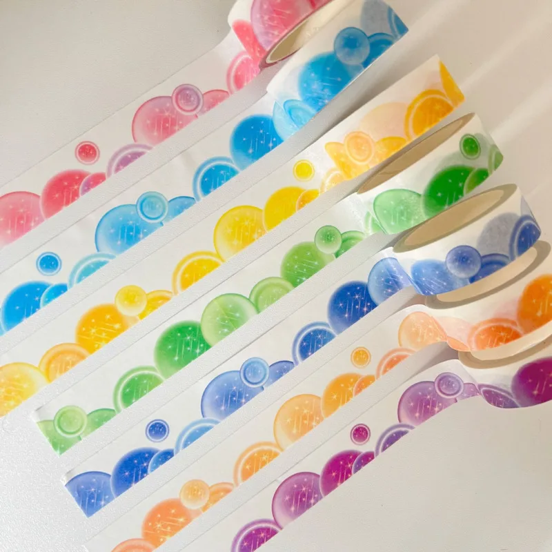 

Ins Cute Colored Star Bubble Washi Tape Sealing Sticker DIY Scene Design Hand Account Stationery masking Decorative Tape 5m