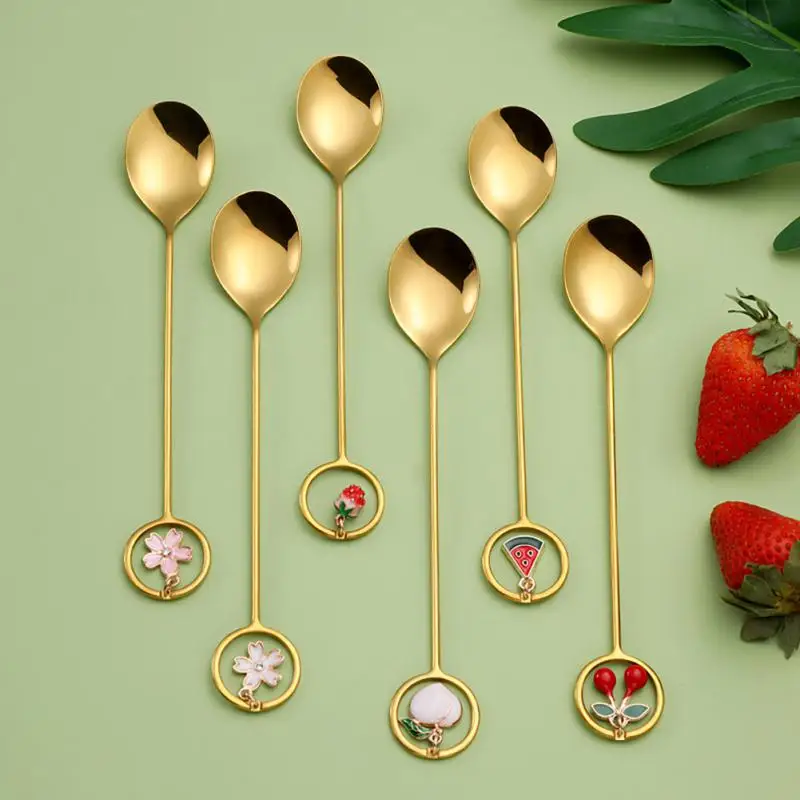 304 Stainless Steel Spoon Household Cute Fruit Ornaments Stirring Spoon Watermelon Cherry Coffee Spoon Tableware Decoration New
304 Stainless Steel Spoon Household Cute Fruit Ornaments Stirring Spoon Watermelon Cherry Coffee Spoon Tableware Decoration New