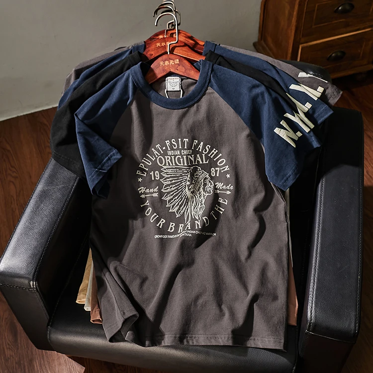 Summer New American Retro Short-sleeved O-neck Letter Printed T-shirt Men's Fashion Simple 100% Cotton Washed Casual Sport Tops
Summer New American Retro Short-sleeved O-neck Letter Printed T-shirt Men's Fashion Simple 100% Cotton Washed Casual Sport Tops