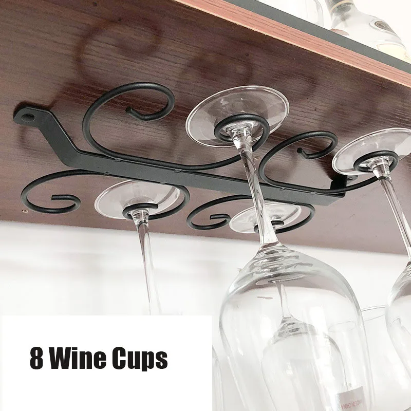 Metal Wine Glass Shelf Hanging High Glass Racks Holder 8 Cups Upside-Down Goblet Holder Fit For Home Wine Cups Storage Organizer
Metal Wine Glass Shelf Hanging High Glass Racks Holder 8 Cups Upside-Down Goblet Holder Fit For Home Wine Cups Storage Organizer