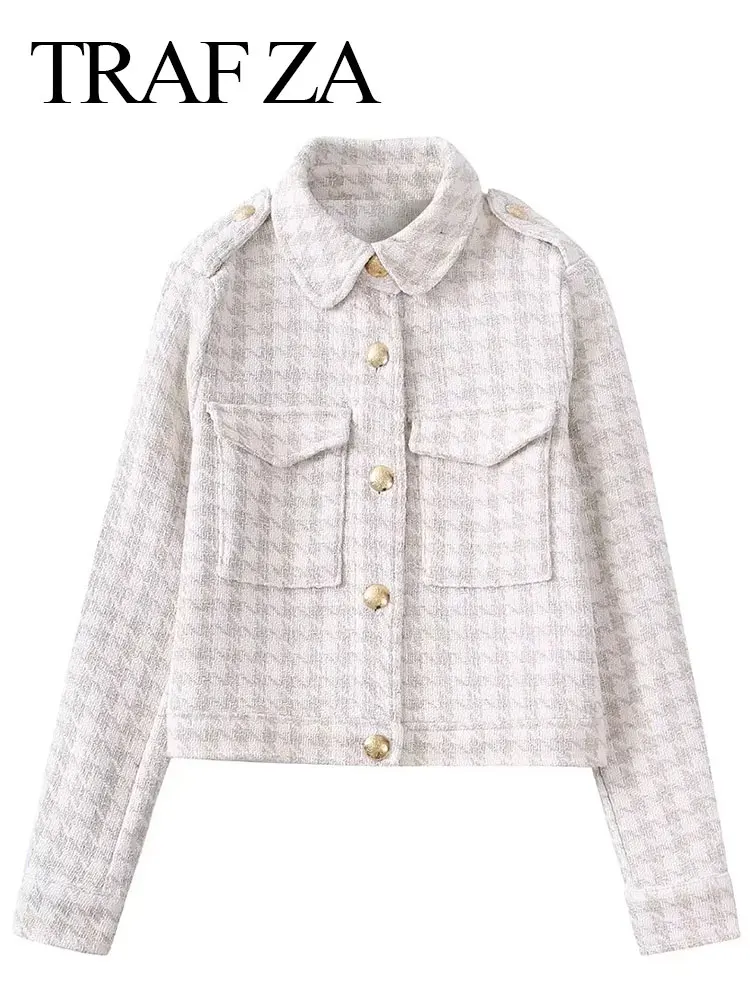 TRAF ZA Fashion Premium Plaid Print Single Breasted Short Elegant Lady Blazer Simple Casual Chic Button Suit Women's Clothing
TRAF ZA Fashion Premium Plaid Print Single Breasted Short Elegant Lady Blazer Simple Casual Chic Button Suit Women's Clothing