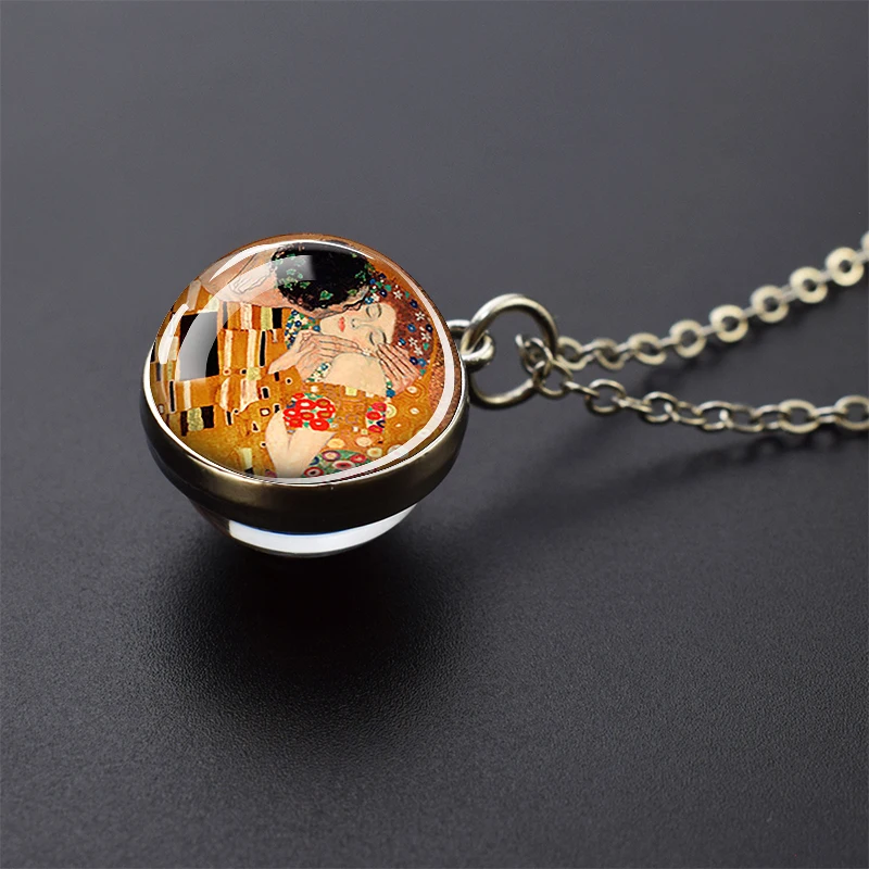 Gustav Klimt Art Picture Glass Ball Pendant Necklace Klimt The Kiss Famous Painting Glass Jewelry
Gustav Klimt Art Picture Glass Ball Pendant Necklace Klimt The Kiss Famous Painting Glass Jewelry