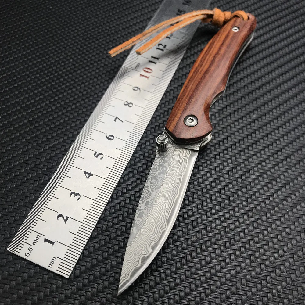 Outdoor Pocket EDC Folding Knife Damascus Steel Drop Point Blade Wooden Handle Camping Hunting Knives Self Defense Multi Tool
Outdoor Pocket EDC Folding Knife Damascus Steel Drop Point Blade Wooden Handle Camping Hunting Knives Self Defense Multi Tool