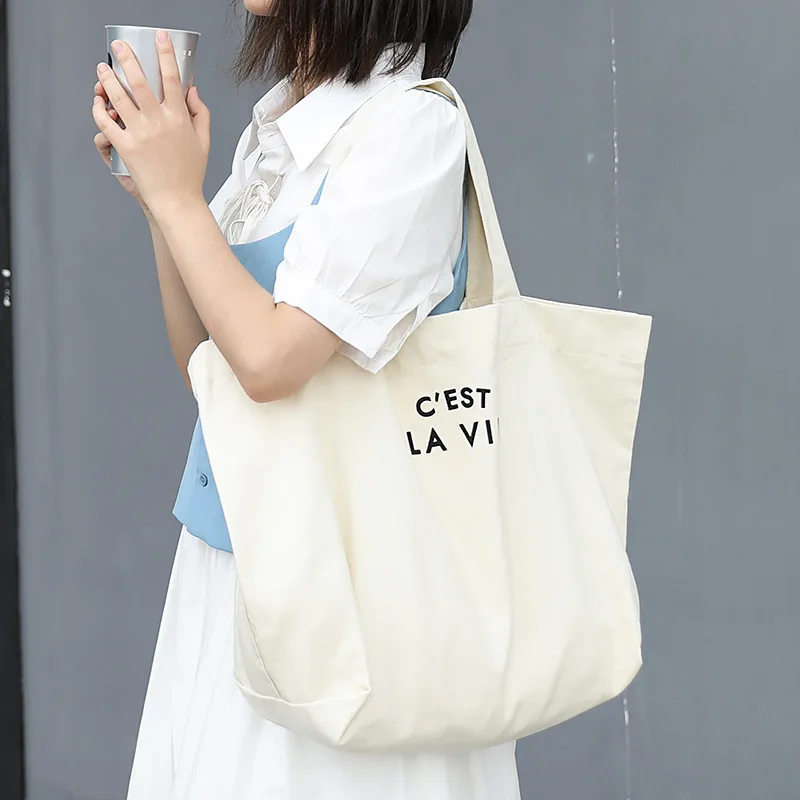 Teenager Eco-friendly Cotton Fabric Cloth Big Capacity Tote Bag Female Student Durable Canvas Grocery Everyday Shopper Handbag
Teenager Eco-friendly Cotton Fabric Cloth Big Capacity Tote Bag Female Student Durable Canvas Grocery Everyday Shopper Handbag