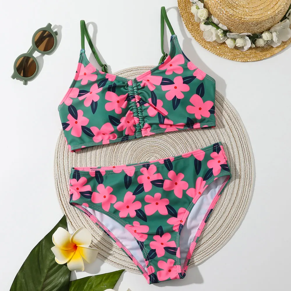 Floral Print Girls Swimsuit Kids Ruched Front Bikini Set 7-14 Years Two Piece Children's Swimwear Padded Bathing Suit Beachwear
Floral Print Girls Swimsuit Kids Ruched Front Bikini Set 7-14 Years Two Piece Children's Swimwear Padded Bathing Suit Beachwear