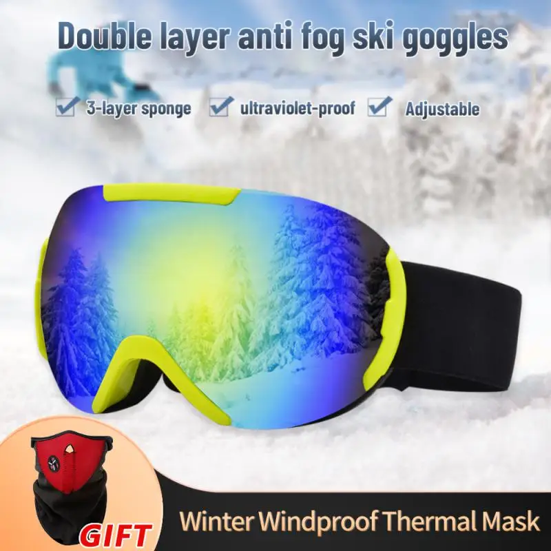 

Лыжные очки, двухслойная противотуманная большая Лыжная маска UV400, очки для катания на лыжах, снегу, сноуборде, очки для катания на лыжах, очки