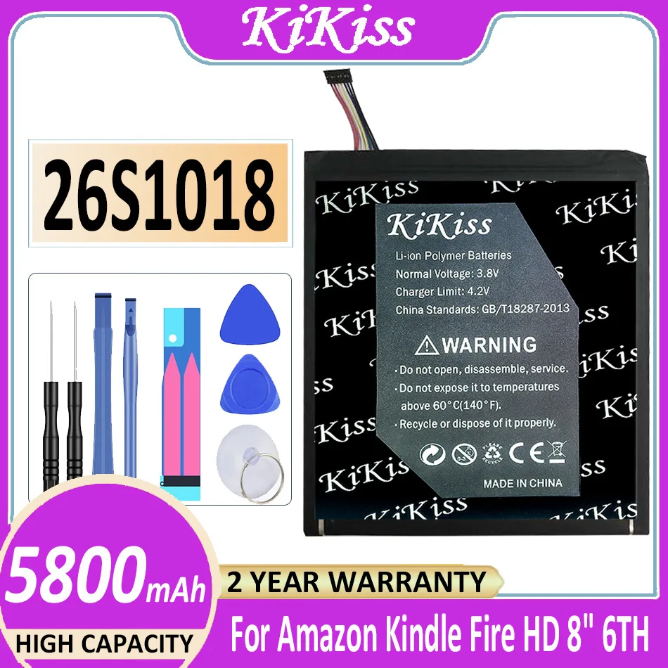 Оригинальный мощный аккумулятор KiKiss 26S1018 5800 мач для Amazon Kindle Fire HD 8 дюймов 6 поколения PR53DC стандартная батарея
Оригинальный мощный аккумулятор KiKiss 26S1018 5800 мач для Amazon Kindle Fire HD 8 дюймов 6 поколения PR53DC стандартная батарея