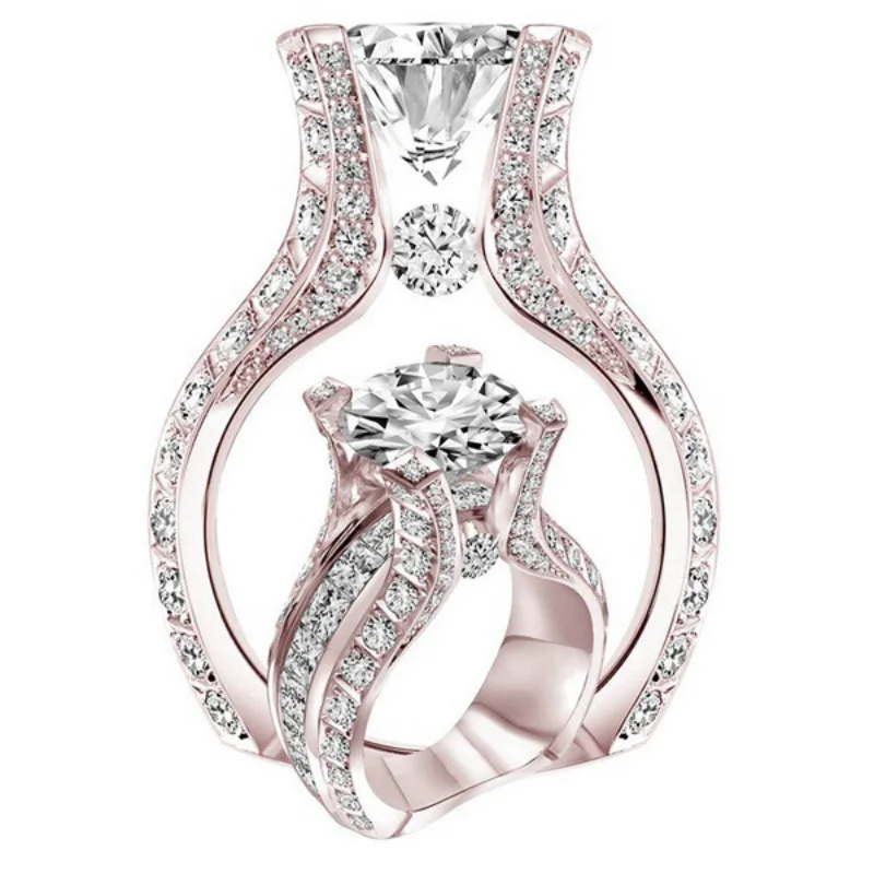 Qualities Elegant Silver Rose Gold Colors Rings for Women Trendy Metal Inlaid White Stone Wedding Engagement Jewelry
Qualities Elegant Silver Rose Gold Colors Rings for Women Trendy Metal Inlaid White Stone Wedding Engagement Jewelry