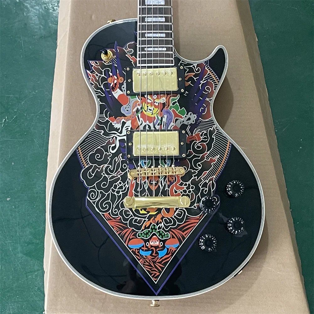 In stock LP CUSTOM SHOP Black guitar with large pattern, electric guitar CUSTOM SHOP guitars guitarra
In stock LP CUSTOM SHOP Black guitar with large pattern, electric guitar CUSTOM SHOP guitars guitarra