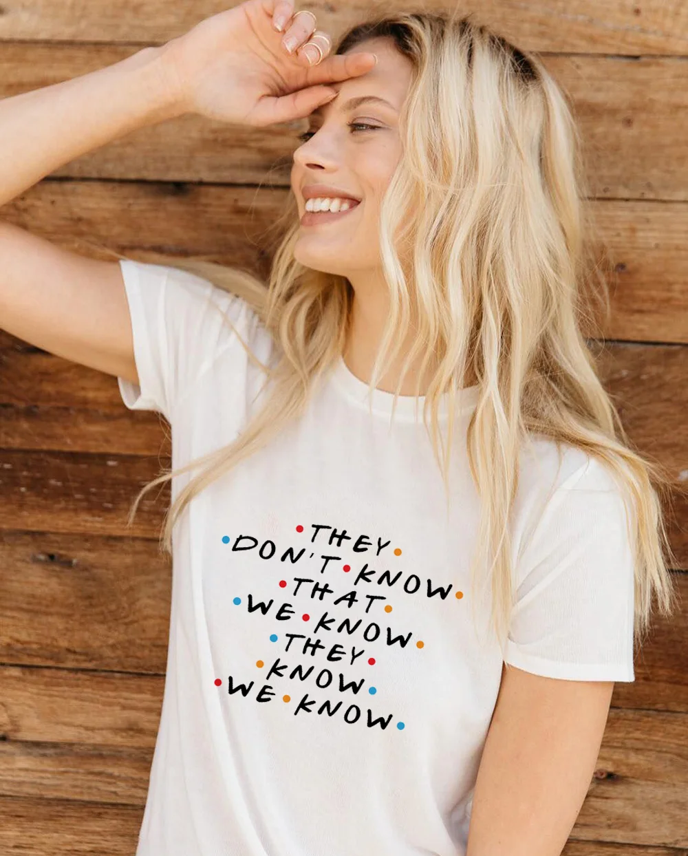 They Don't Know That We Know Letter Print Graphic Tees Women Short Sleeve T-shirt Harajuku Camisetas Mujer 2020 Tumblr Clothing
They Don't Know That We Know Letter Print Graphic Tees Women Short Sleeve T-shirt Harajuku Camisetas Mujer 2020 Tumblr Clothing