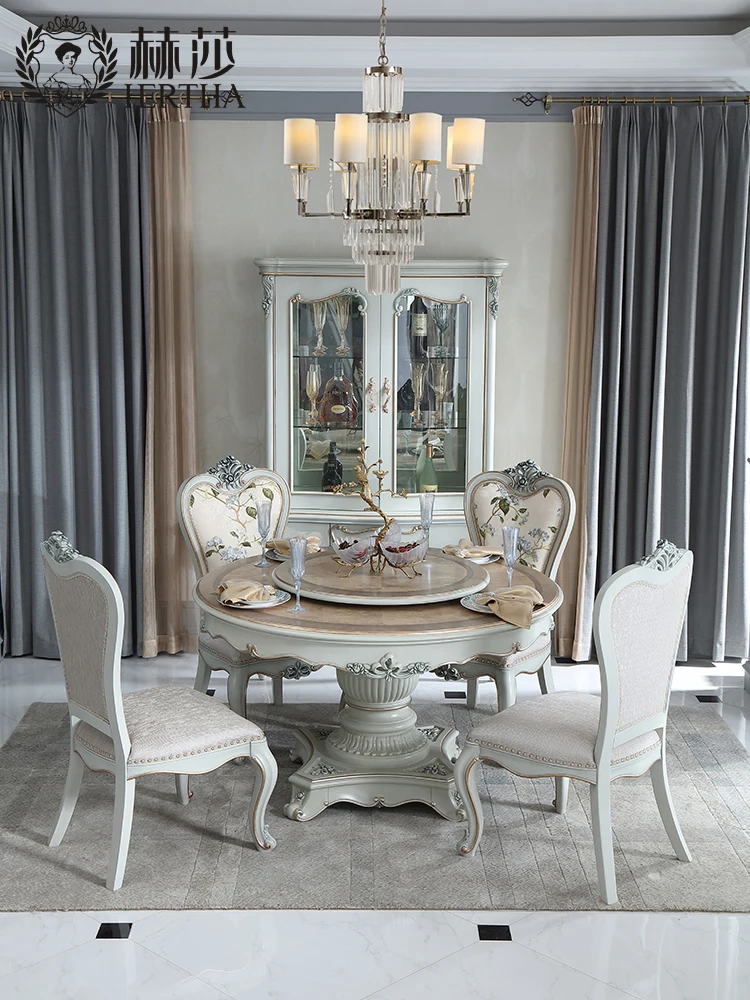 Hesha court French furniture European solid wood carved 1.5m round table gold painted with turntable 1.35M dining table HR
Hesha court French furniture European solid wood carved 1.5m round table gold painted with turntable 1.35M dining table HR