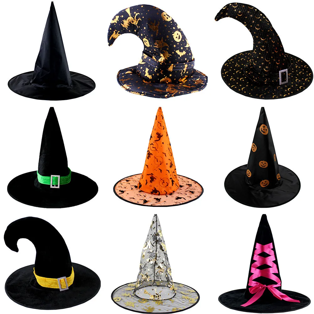 1pcs Adult Kids Black Witch Hats Masquerade Ribbon Wizard Costume Top Pointed Caps Cosplay Props Party Halloween Decoration
1pcs Adult Kids Black Witch Hats Masquerade Ribbon Wizard Costume Top Pointed Caps Cosplay Props Party Halloween Decoration