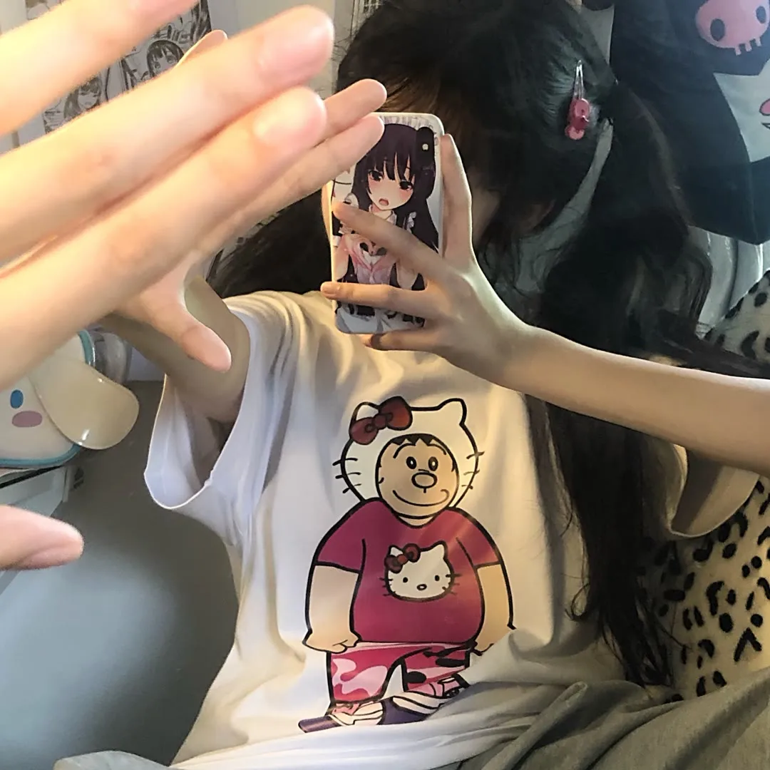 Hello Kitty Cute Top Sanrio Women's Short-sleeved T-shirt Summer Anime Student Loose Tshirt Women Y2k Tops Graphic T Shirts
Hello Kitty Cute Top Sanrio Women's Short-sleeved T-shirt Summer Anime Student Loose Tshirt Women Y2k Tops Graphic T Shirts