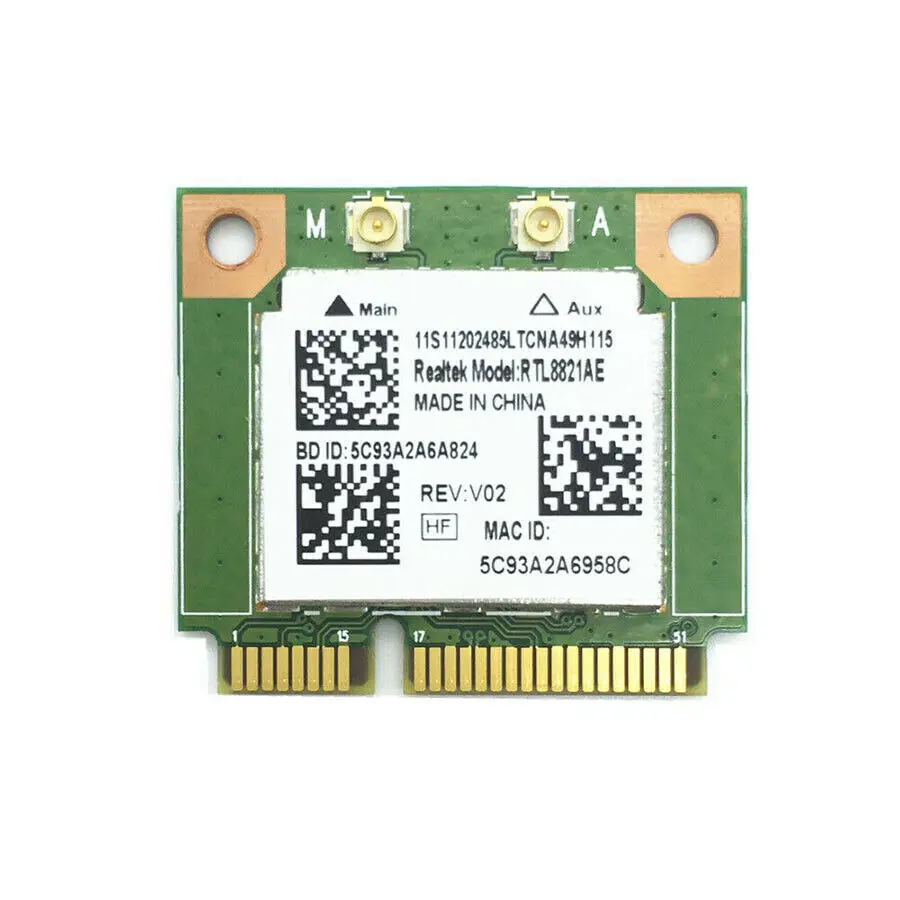 Realtek RTL8821AE Wi-Fi сетевая карта Bluetooth 4,0 802.11ac 2,4/5,0 ГГц 433 Мбит/с
Realtek RTL8821AE Wi-Fi сетевая карта Bluetooth 4,0 802.11ac 2,4/5,0 ГГц 433 Мбит/с
