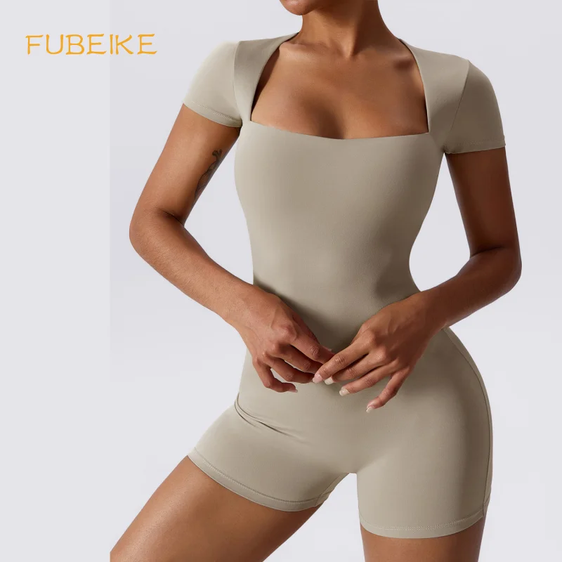 FUBEIKE плотная быстросохнущая футболка с коротким рукавом и квадратным вырезом