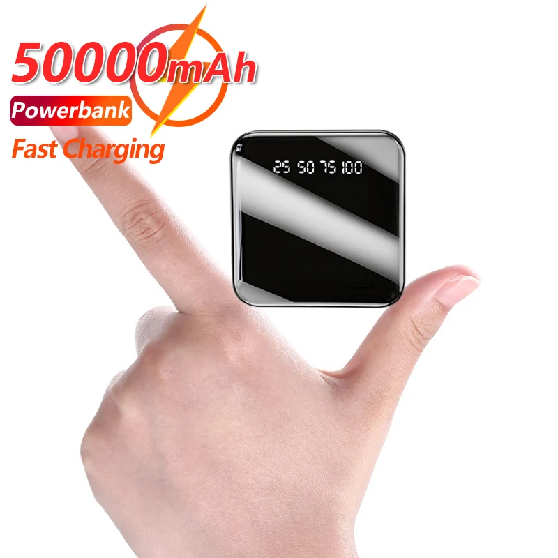 

Оригинальный внешний мини-аккумулятор 50000 мАч с 2 USB цифровым дисплеем, портативное Внешнее зарядное устройство для Xiaomi, IPhone, быстрая зарядка