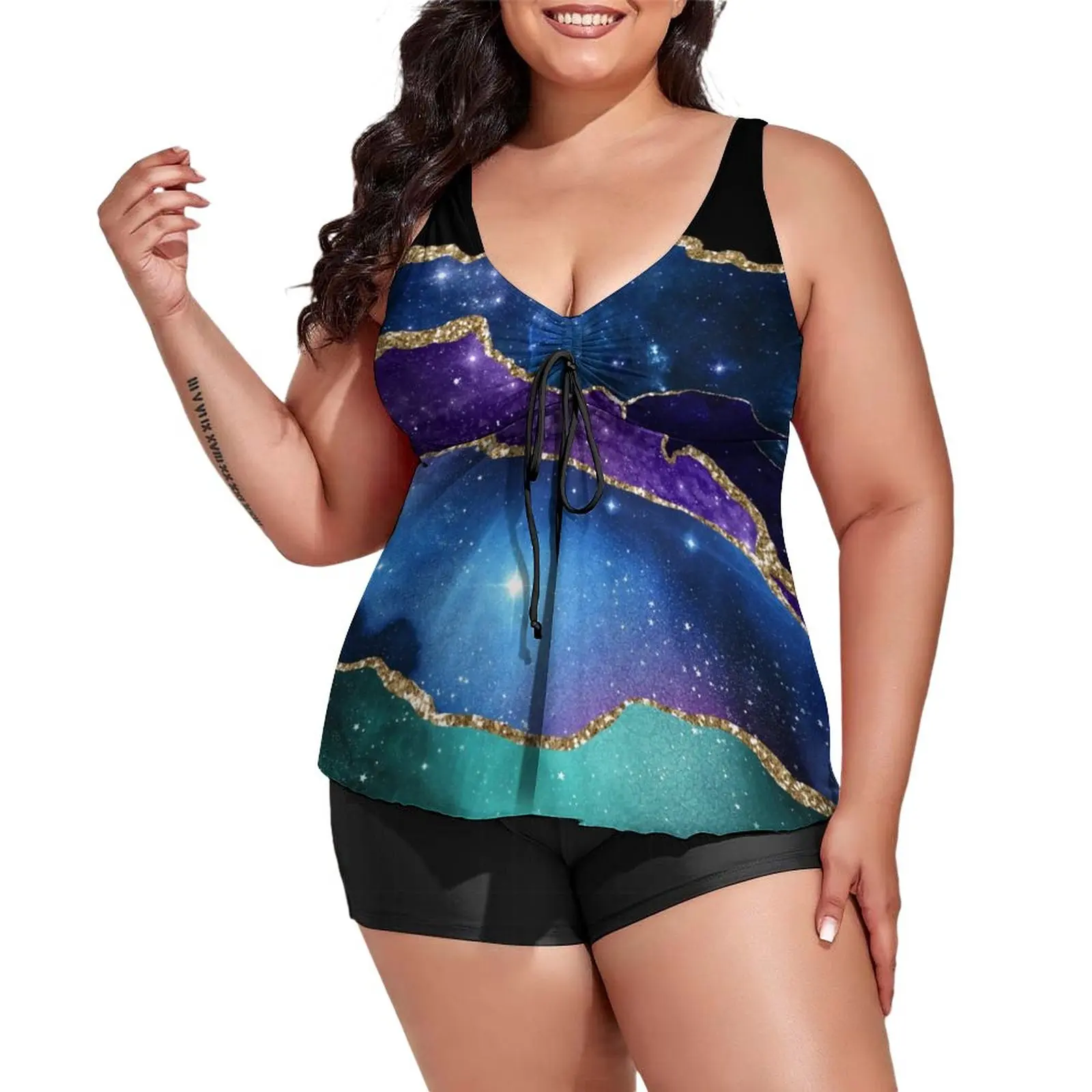 Gold Glitter Marble Swimsuit Purple Teal Print Tankini Swimwear 2 Pieces Pattern Swimsuits Female Sexy Fitness Stylish Beachwear
Gold Glitter Marble Swimsuit Purple Teal Print Tankini Swimwear 2 Pieces Pattern Swimsuits Female Sexy Fitness Stylish Beachwear