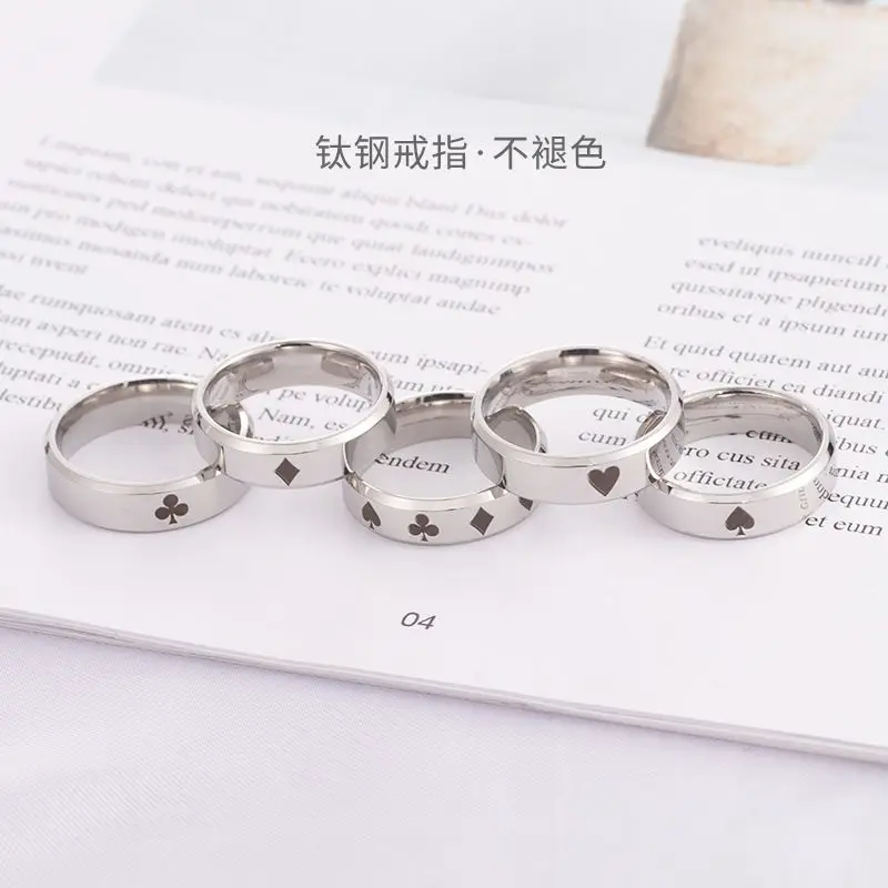 Magic Poker Rings Titanium Steel Finger Ring Playing Card Punk Fashion Party Jewelry for Men Women Size Lucky
Magic Poker Rings Titanium Steel Finger Ring Playing Card Punk Fashion Party Jewelry for Men Women Size Lucky