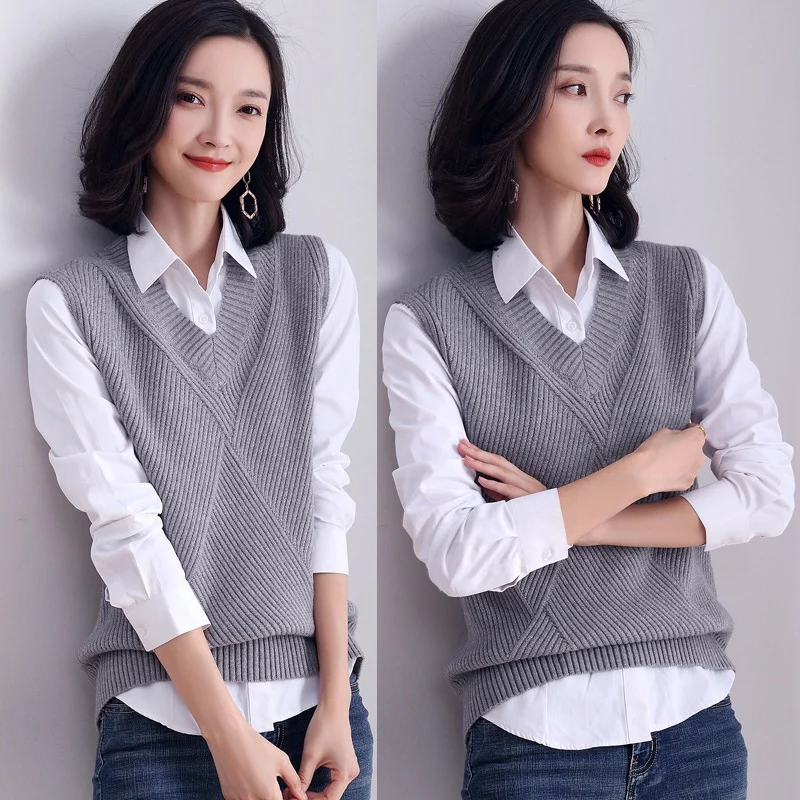 New V Neck Pullover Vest Sweater Autumn Winter Women Knitted Sweaters Vest Sleeveless Casual Sweater
New V Neck Pullover Vest Sweater Autumn Winter Women Knitted Sweaters Vest Sleeveless Casual Sweater
