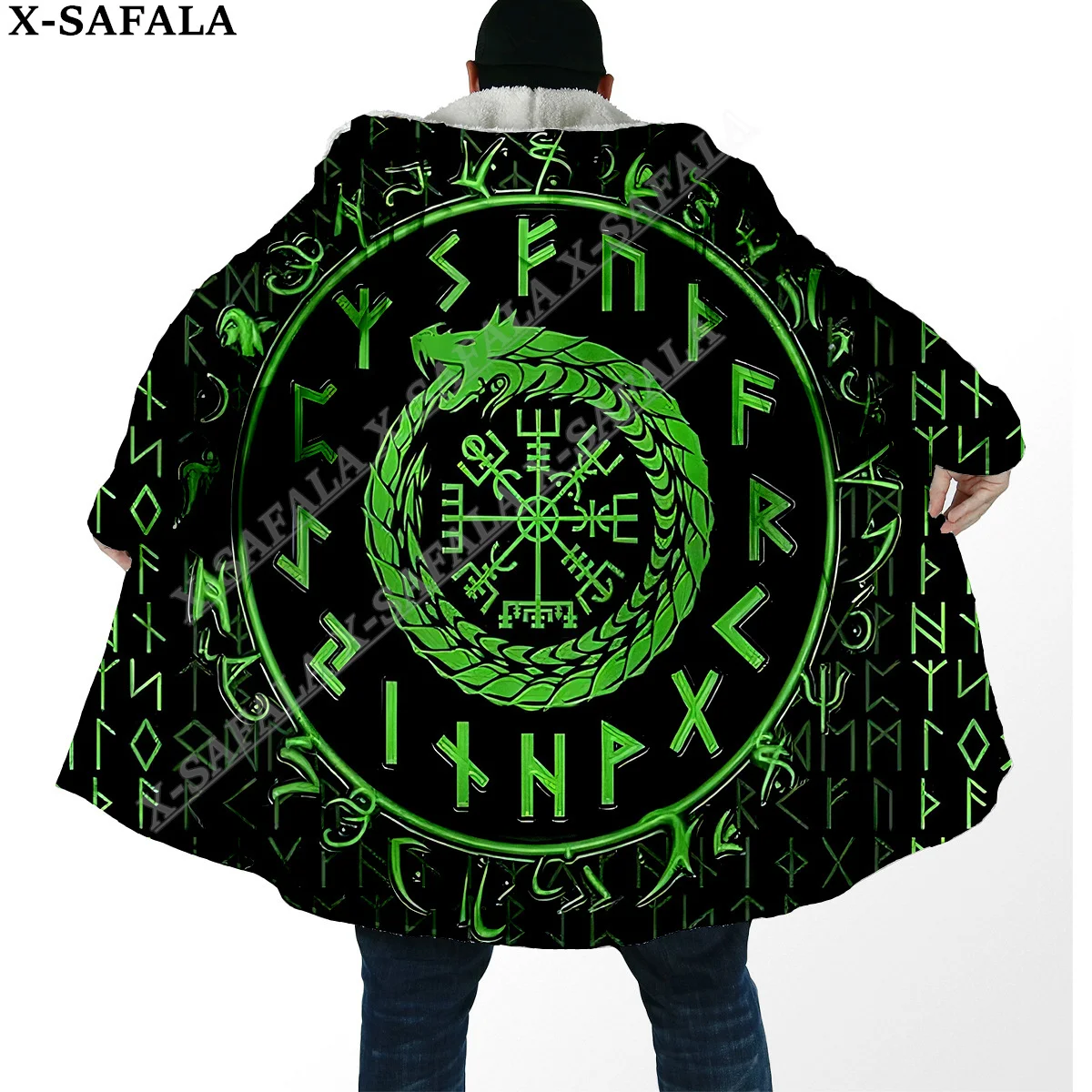 

Tattoo Symbol Viking Armor 3D Print Dream Cloak Thick ded Men Overcoat Coat Windproof Fleece Cape Robe Blanket-3