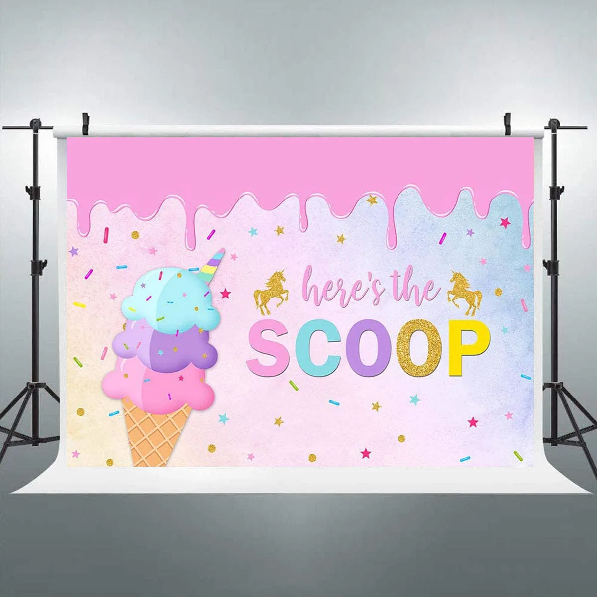 Unicorn Ice Cream Photo Background Gold Dripping Girl Birthday Here's The Scoop Party Banner Pink Purple Photography Backdrops
Unicorn Ice Cream Photo Background Gold Dripping Girl Birthday Here's The Scoop Party Banner Pink Purple Photography Backdrops