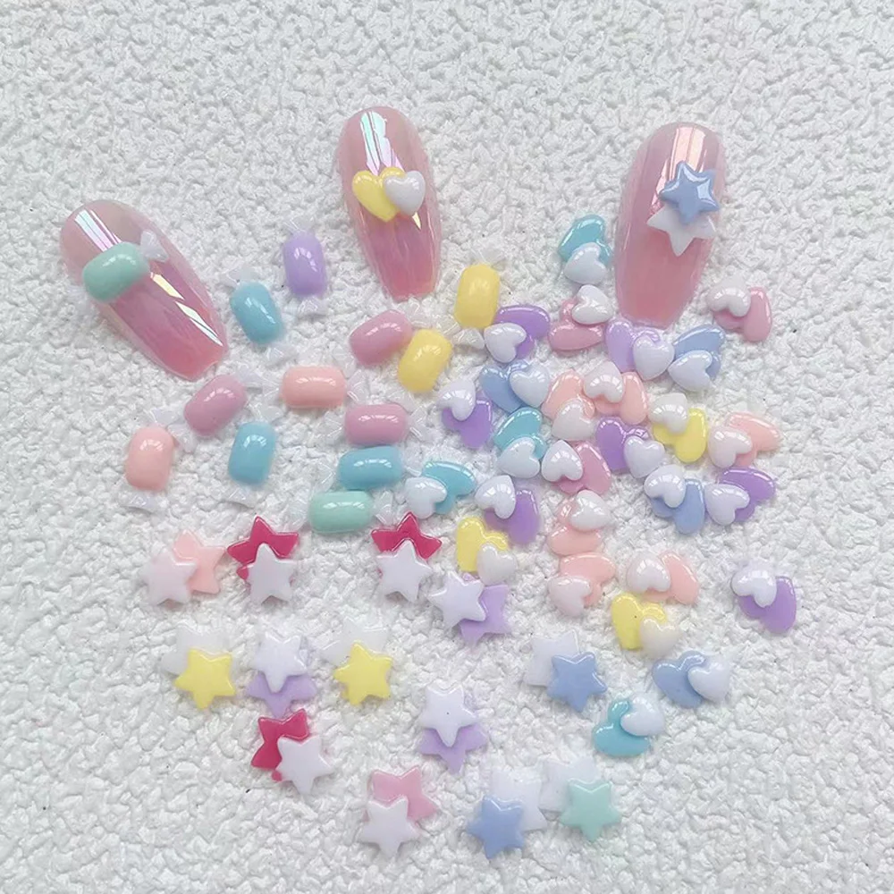 50pcs Double-Layered Heart Resin Nail Art Charm Mixed-Colors Overlap Hearts/Star Nail Rhinestones DIY Kawaii Nail Accessories
50pcs Double-Layered Heart Resin Nail Art Charm Mixed-Colors Overlap Hearts/Star Nail Rhinestones DIY Kawaii Nail Accessories