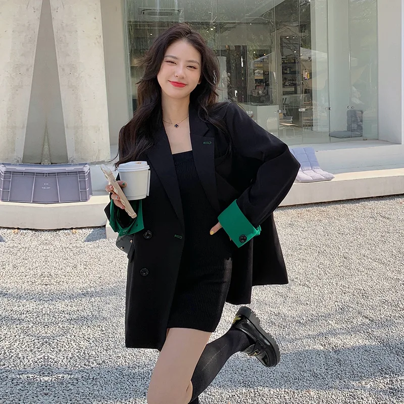 

Фото в реальном времени новой профессиональной стильной женской одежды на весну 2022, с свободным кроем, в Корейском стиле, маленький пиджак