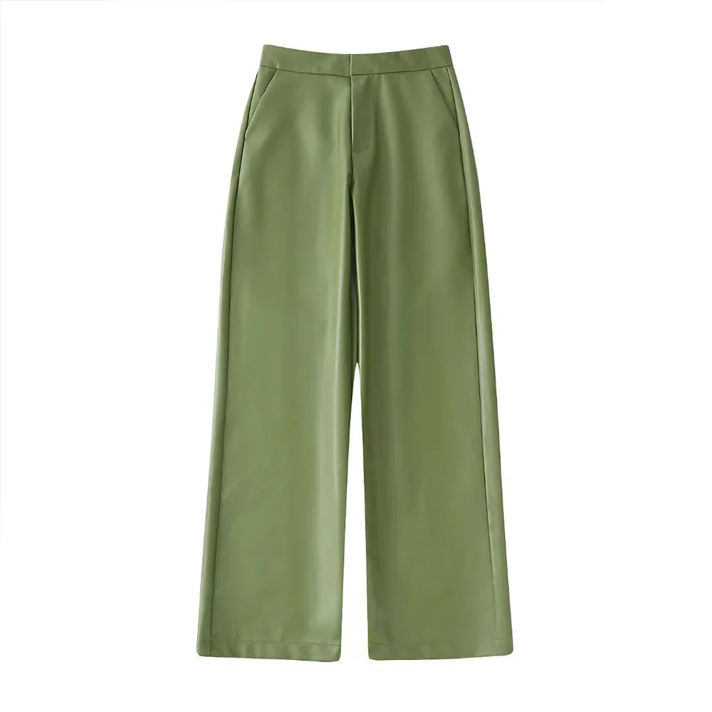 Women 2022 New Fashion Chic Faux Leather Straight Pants Vintage Front Pockets High Waist Zip Female Trousers Mujer
Women 2022 New Fashion Chic Faux Leather Straight Pants Vintage Front Pockets High Waist Zip Female Trousers Mujer