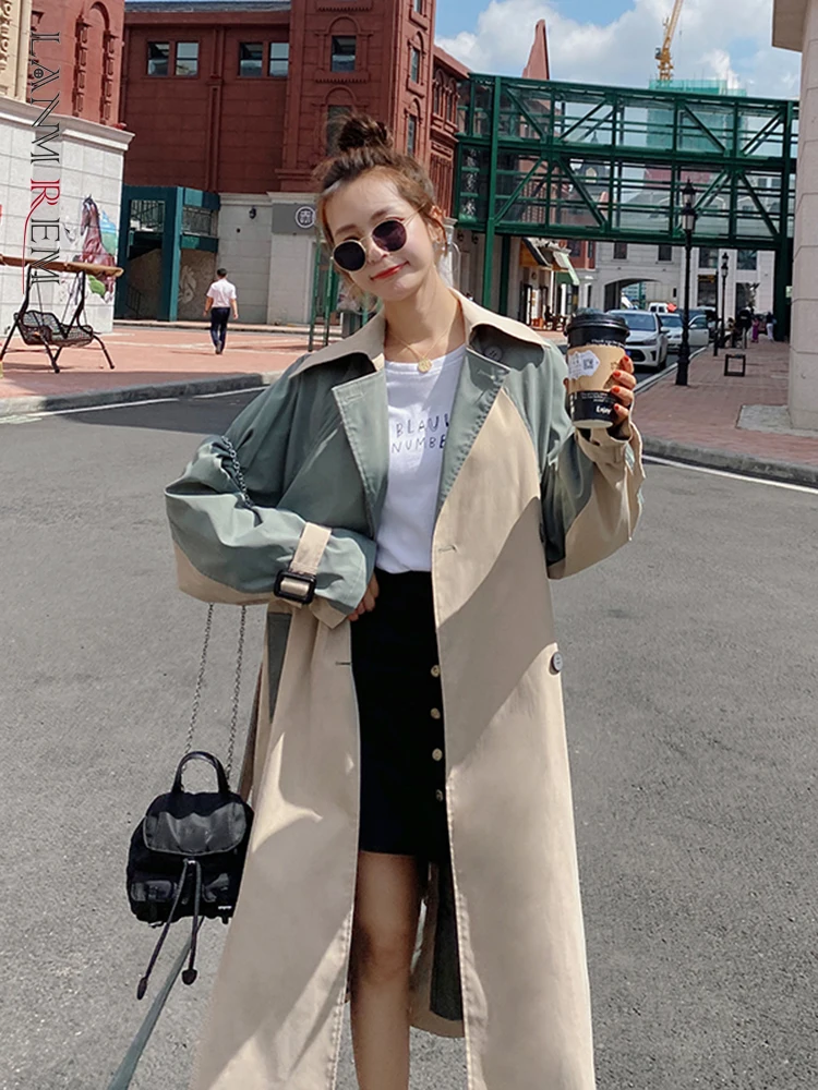 LANMREM Color Block Trench Coat For Women 2022 Autumn New Lapel Single Breasted Loose Fashion Long Windbreaker Female 2R4867
LANMREM Color Block Trench Coat For Women 2022 Autumn New Lapel Single Breasted Loose Fashion Long Windbreaker Female 2R4867