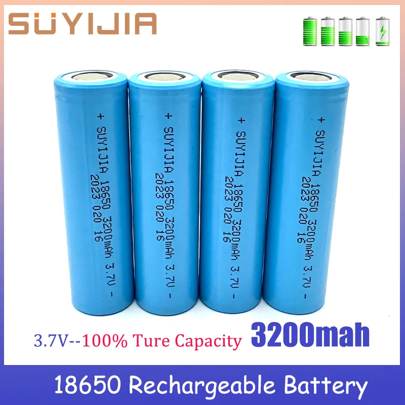 

1-10 шт., литий-ионные аккумуляторные батарейки 18650, 3,7 в, 3200 мАч