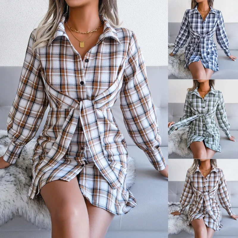 Bmissingyou Plaid Ladies Bodycon Dresses Long SleeveTurn-down Collar Single-breasted Women Casual Mini Dress With Straps
Bmissingyou Plaid Ladies Bodycon Dresses Long SleeveTurn-down Collar Single-breasted Women Casual Mini Dress With Straps