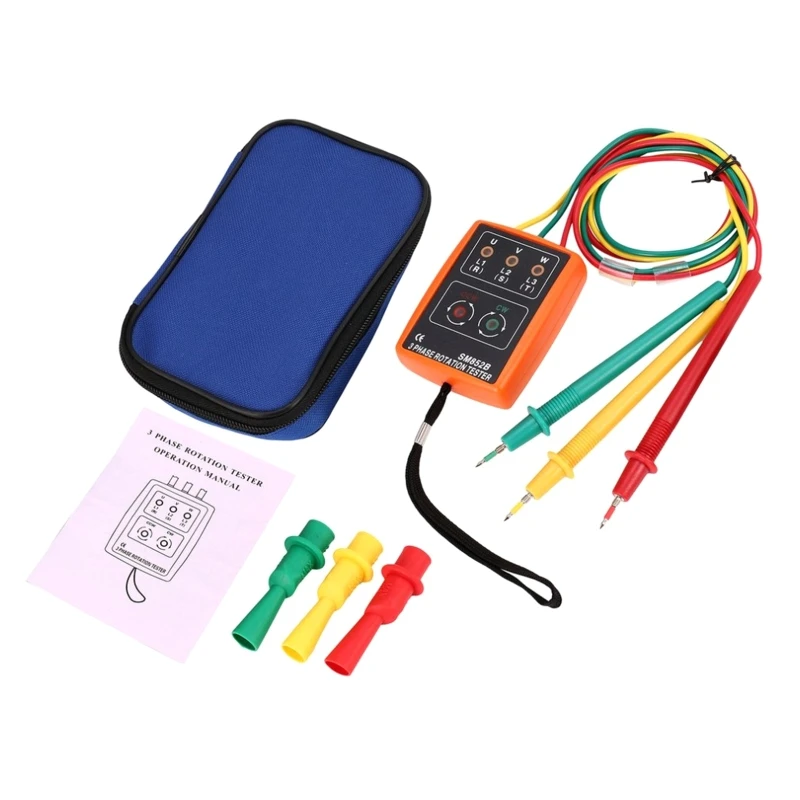 

3 Phase 60V to 600V AC Sequence Order Presence Rotation Checker Indicator Detector Meter with LED & Buzzer Tester Phase