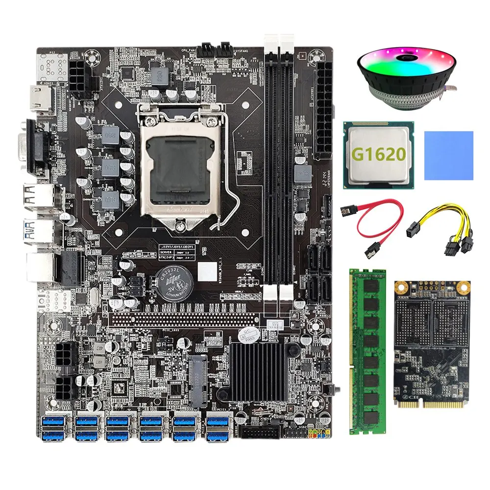 Материнская плата B75 BTC для майнинга 12 PCIE к USB LGA1155 MSATA SSD 128G + DDR3 4 Гб 1333 МГц RAM + G1620 CPU B75 ETH Майнер для майнинга
Материнская плата B75 BTC для майнинга 12 PCIE к USB LGA1155 MSATA SSD 128G + DDR3 4 Гб 1333 МГц RAM + G1620 CPU B75 ETH Майнер для майнинга