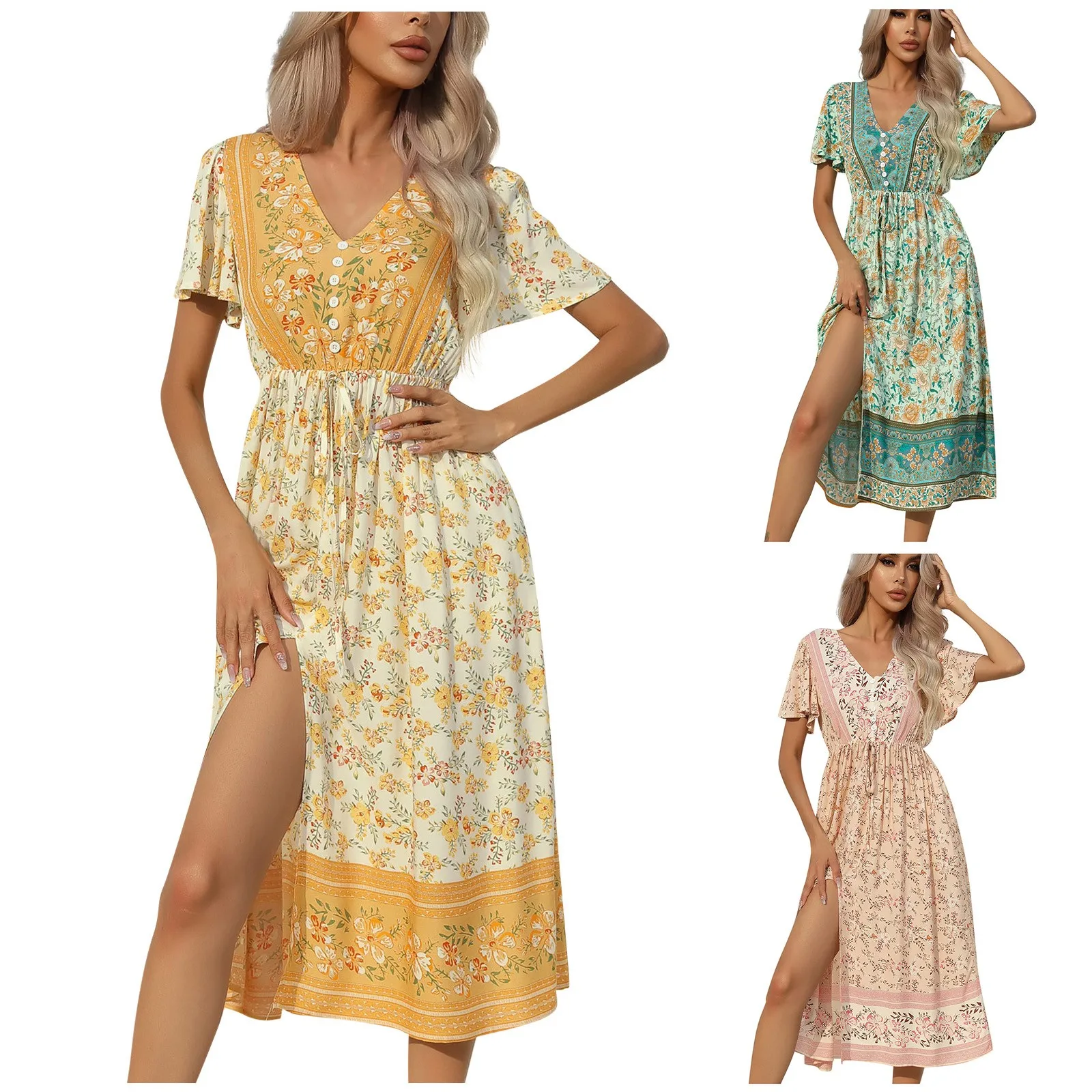 Dresses For Women Sexy Printing V-Neck Waist Tie Up Ruffle Short Sleeve Dress Formal Dresses Clothing Woman Summer 2023 Vestidos
Dresses For Women Sexy Printing V-Neck Waist Tie Up Ruffle Short Sleeve Dress Formal Dresses Clothing Woman Summer 2023 Vestidos