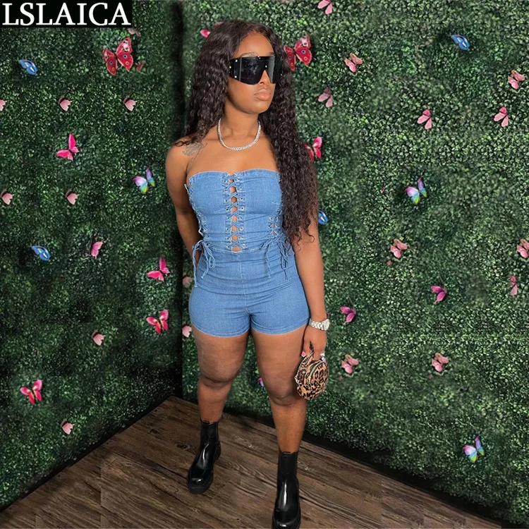 Jumpsuit Women 2022 High Quality Off Shoulder Front Criss-cross Lace-up Sexy Overalls Shorts Denim Going Out Clothing Bodysuits
Jumpsuit Women 2022 High Quality Off Shoulder Front Criss-cross Lace-up Sexy Overalls Shorts Denim Going Out Clothing Bodysuits