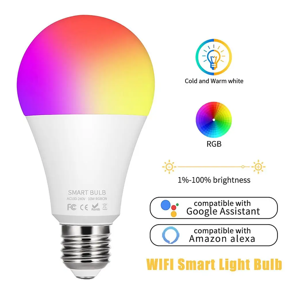 WiFi Smart LED Light Bulb Work Google Home Assistant Voice Control APP Remote Control Dimmable Multiple-color LED Bulb
WiFi Smart LED Light Bulb Work Google Home Assistant Voice Control APP Remote Control Dimmable Multiple-color LED Bulb
