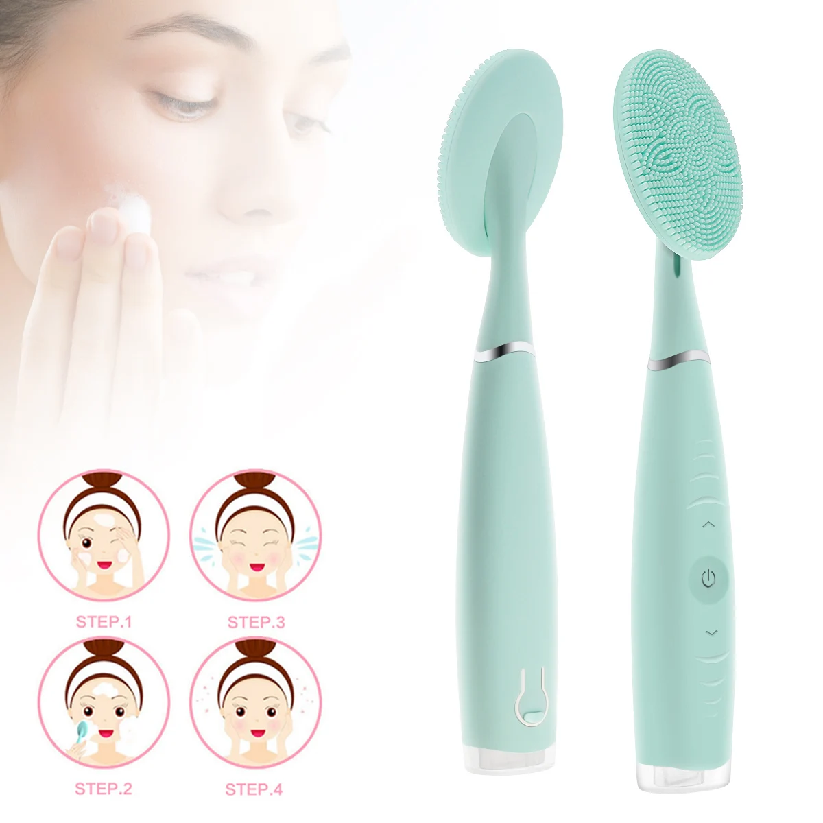 ZVKV Electric Facial Cleansing Brush Hand-held Silicone Rotating Face Cleaning Skin Peeling Cleanse Exfoliating Cleanser
ZVKV Electric Facial Cleansing Brush Hand-held Silicone Rotating Face Cleaning Skin Peeling Cleanse Exfoliating Cleanser