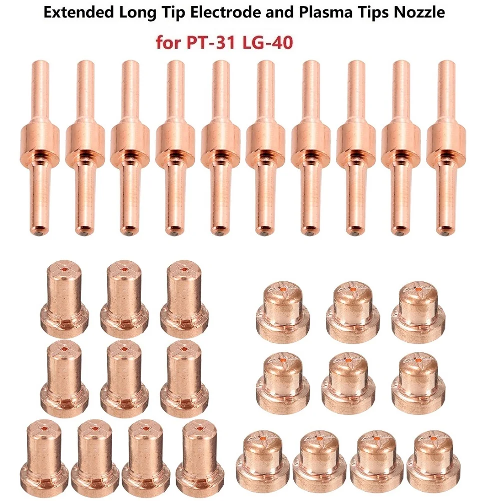 10pcs Extended Long Tip Electrode & Plasma Cutter Nozzles For LG-40 PT-31 Cutting Torch CUT40 CUT50 Welding Tool
10pcs Extended Long Tip Electrode & Plasma Cutter Nozzles For LG-40 PT-31 Cutting Torch CUT40 CUT50 Welding Tool