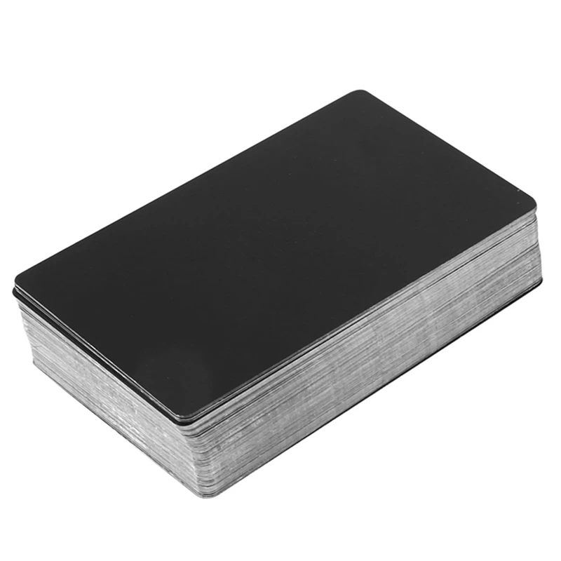 ПРОДВИЖЕНИЕ! 100 ШТ. Черный алюминиевый сплав карта гравировка металлический бизнес визит пустой 0,2 мм толщиной на.