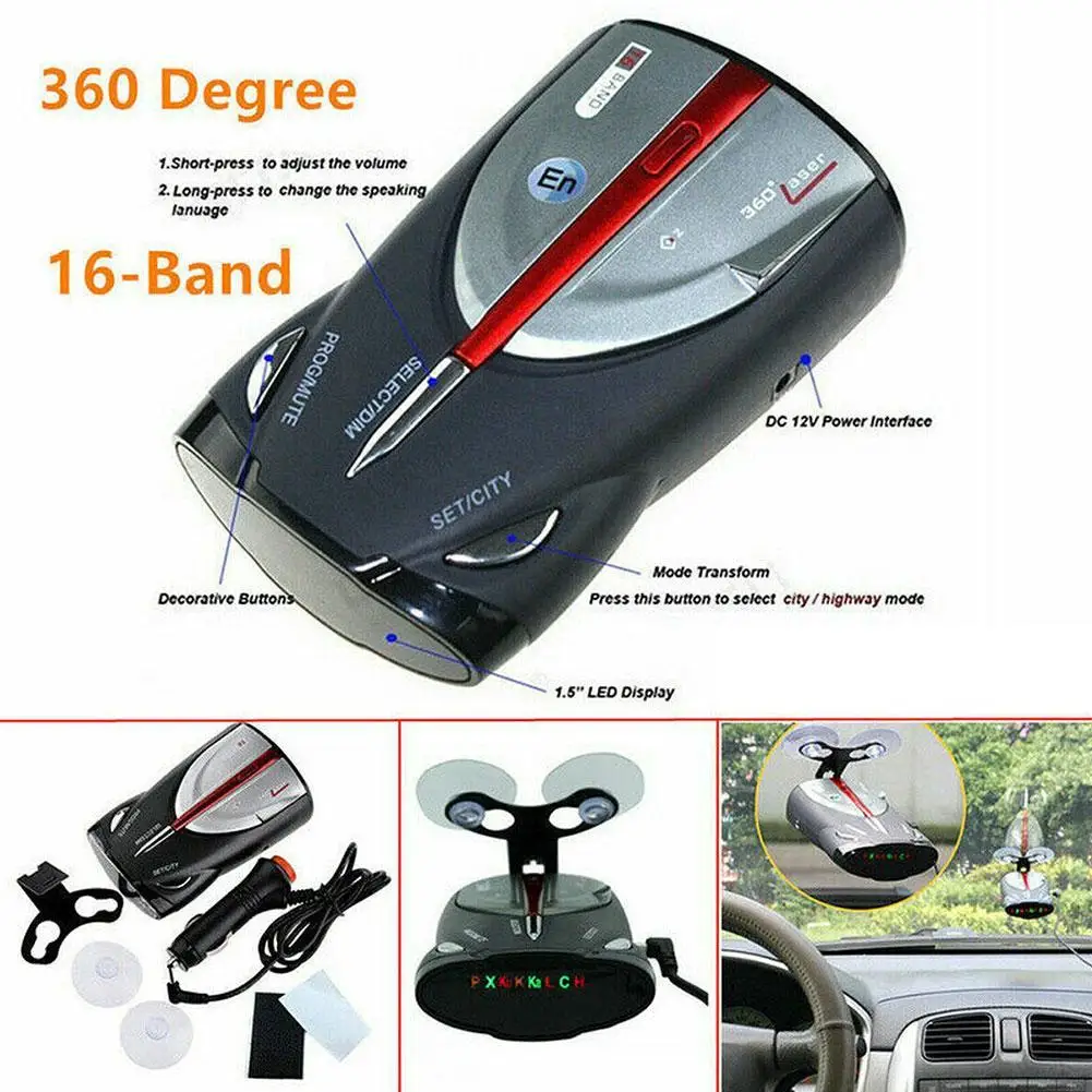 

2021 12V 16-Band Cobra XRS 9880 Laser Anti Radar Car Detector 360 Angel Led Display Support English And Russian Voice