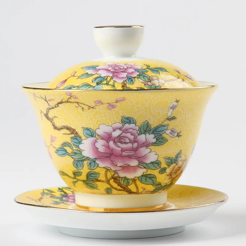 Enamel Ceramic Cover Bowl Tea Set Hand-painted Three Talents Cover Bowl Tea Cup Large Tea Bowl
Enamel Ceramic Cover Bowl Tea Set Hand-painted Three Talents Cover Bowl Tea Cup Large Tea Bowl