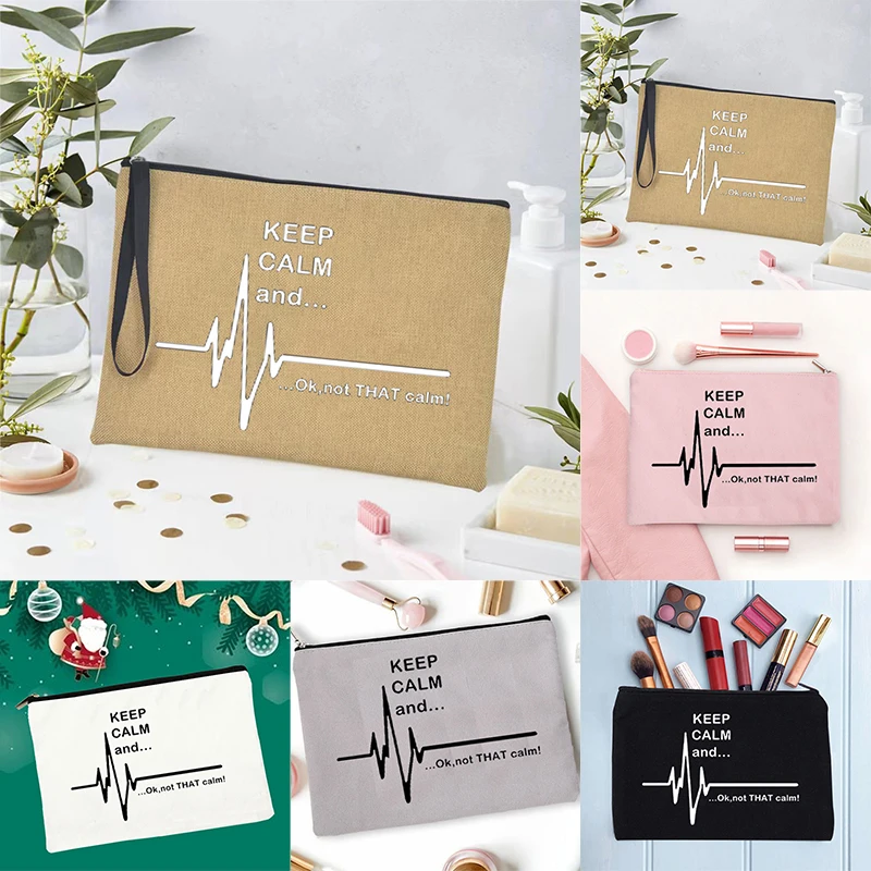 Heart Rate Pattern Keep Calm Print Professional Makeup Suitcase Makeup Organizer Storage Vanity Woman Toiletry Bag Golf Pouch 
Heart Rate Pattern Keep Calm Print Professional Makeup Suitcase Makeup Organizer Storage Vanity Woman Toiletry Bag Golf Pouch